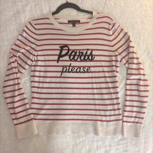Banana Republic Red And White Striped Cotton Knit Sweater